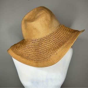 J.Crew Straw Hat Floppy Wide Brim Packable Summer Hat One Size Natural Tan